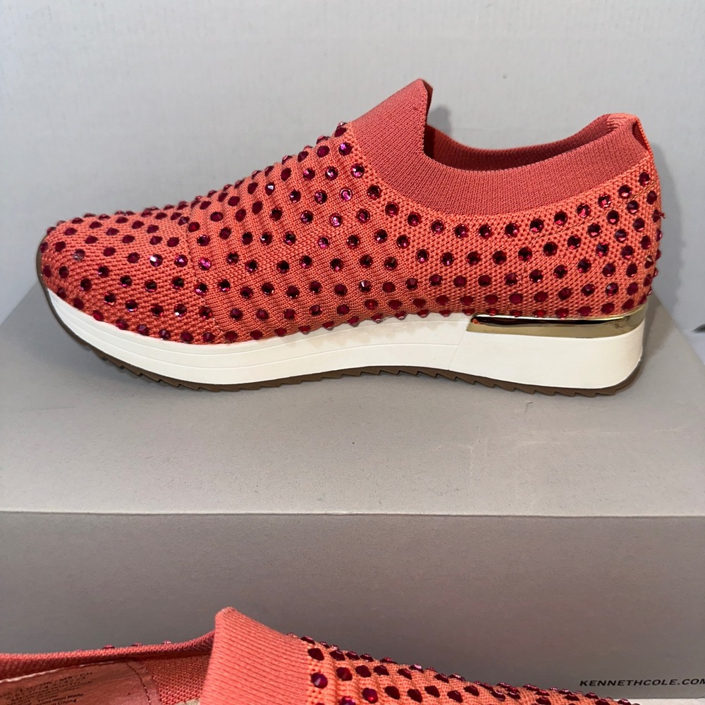 Kenneth Cole Reaction Cameron Jewel Jogger Sunset Coral Rhinestone Sneaker 6.5 - Picture 2 of 12